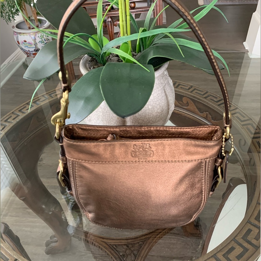 EUC Coach Small Copper Leather Metallic Hobo Bag
